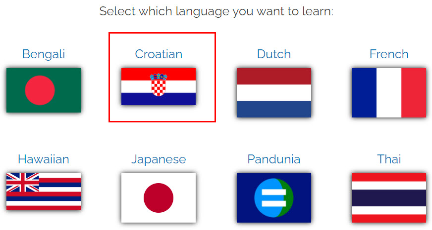 Croatian flag on Lingopolo home page