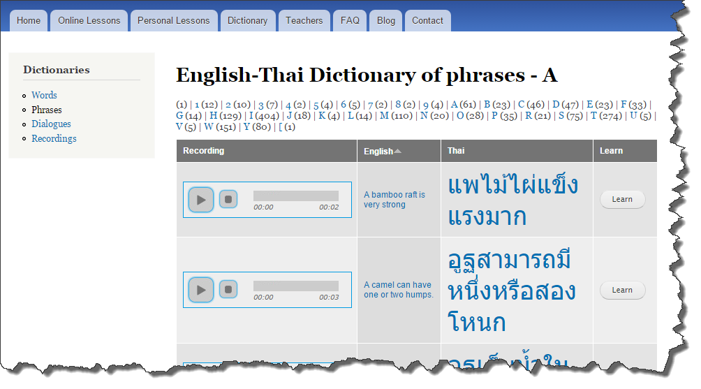 Dictionary of phrases (old style)